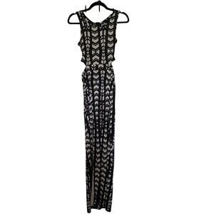Coolcat Black White Geometric Tribal Print Cut Out Maxi Dress Sleeveless XS